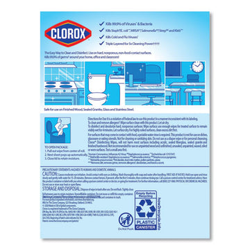 Clorox® Disinfecting Wipes, 7 X 8, Crisp Lemon, 35-canister, 12-carton freeshipping - TVN Wholesale